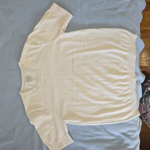 J Crew Cashmere Blend Sweater Size Large Women’s Ivory Short Sleeve